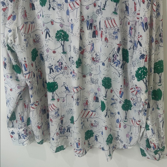 BODEN Sienna Silk Shirt Ivory Paris Scene Size 20-22R - Picture 13 of 15